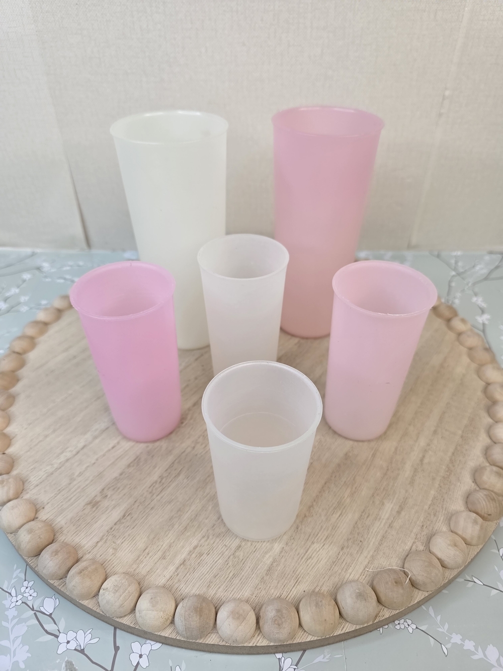Vintage Tupperware Pink and White Tumbler Set
